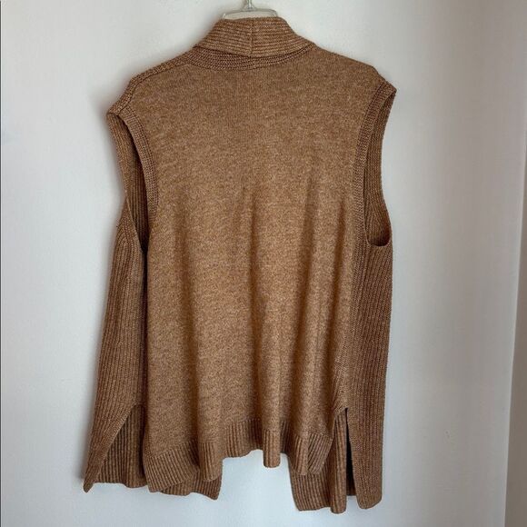 Ann Taylor Knit long Camel Knit Womens vest size XL brown layering fall sweater - Picture 8 of 9